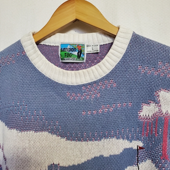 Vintage London Fog Golf Themed Sweater Rare HTF Made in USA - Picture 2 of 7